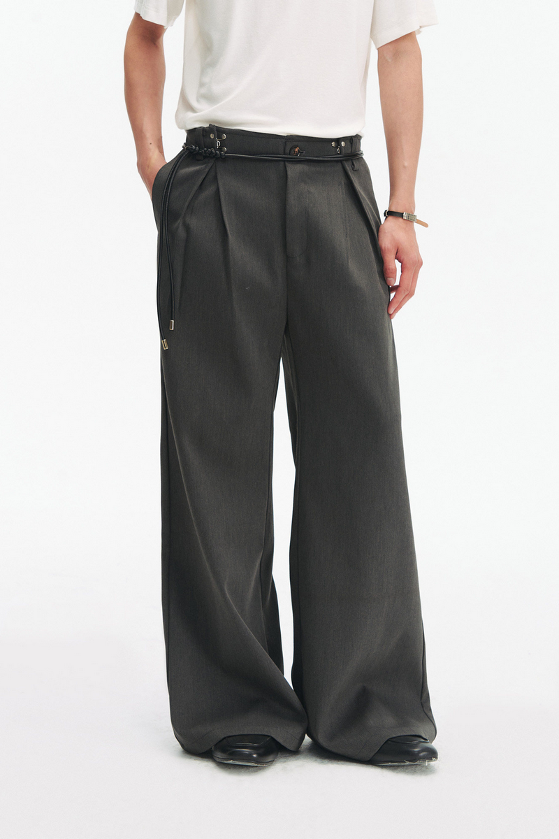 Herringbone Pleated Trousers