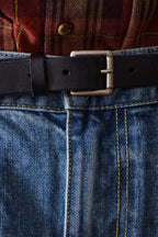 Vintage Silver Buckle Leather Belt