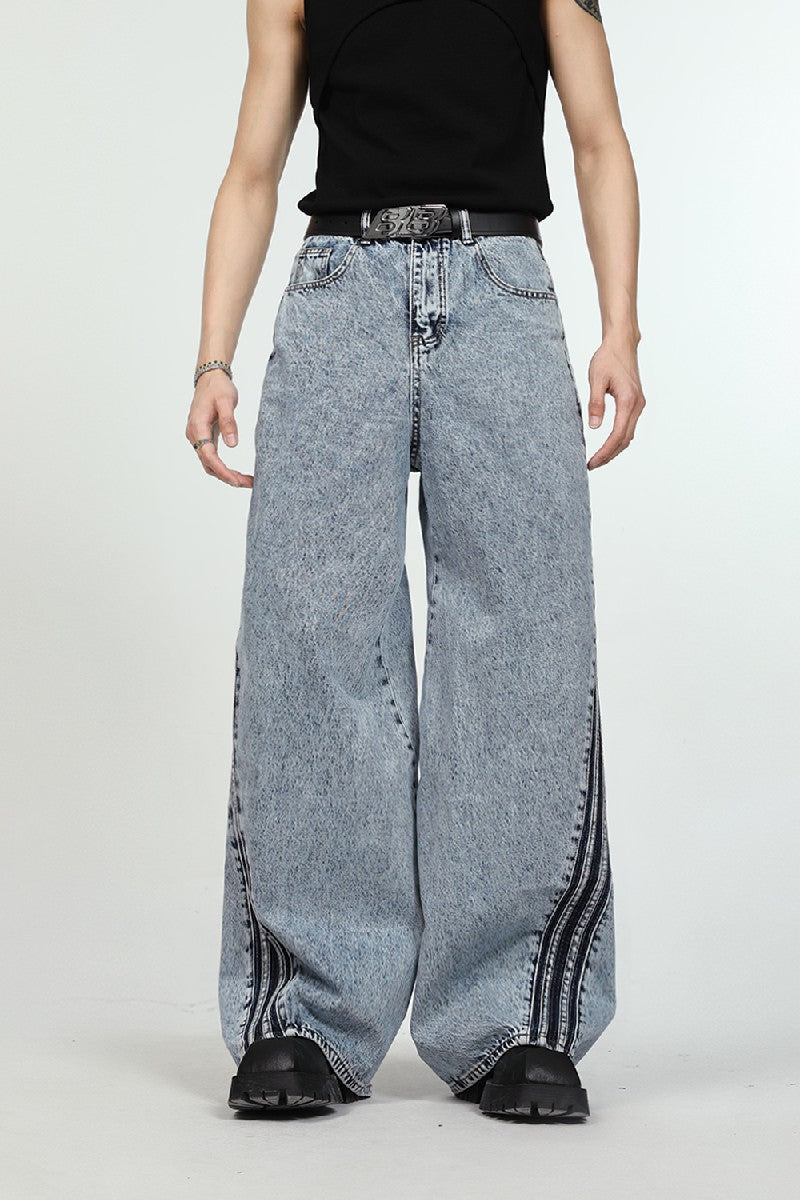 Irregular Striped Flared Jeans