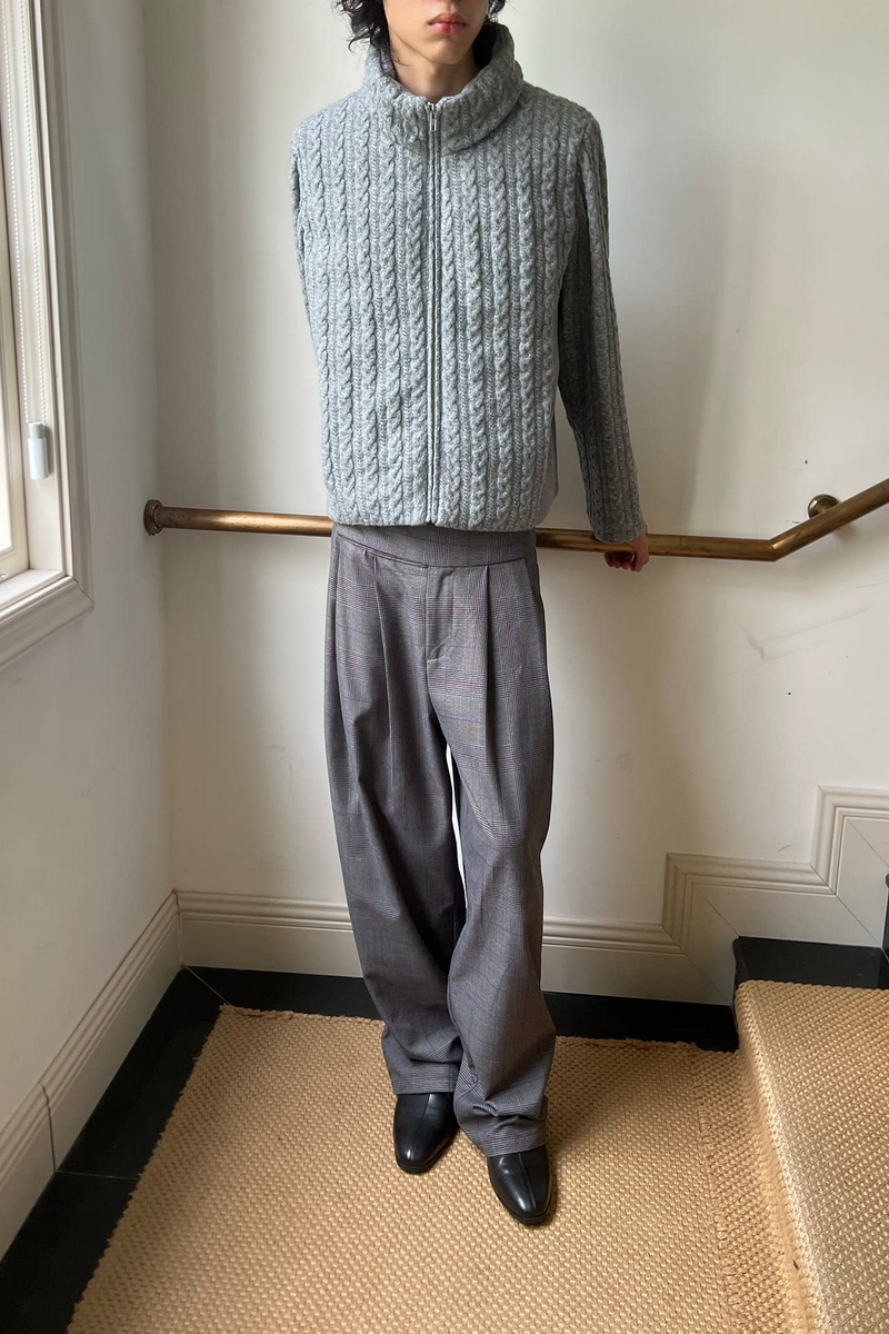 Double Pleated Plaid Trousers