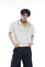 Striped Textured Knit Polo