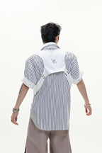 Striped Double Collar Layered Shirt