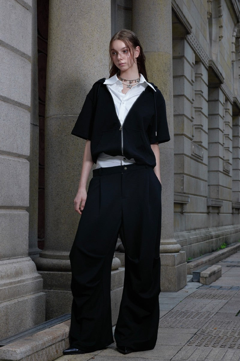 Wrinkled Patchwork Layered Trousers