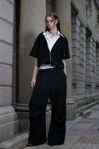 Wrinkled Patchwork Layered Trousers