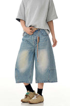 Ice Blue Distressed Blade Jorts