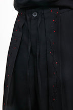 Rhinestone Embroidered Ribbon Trousers