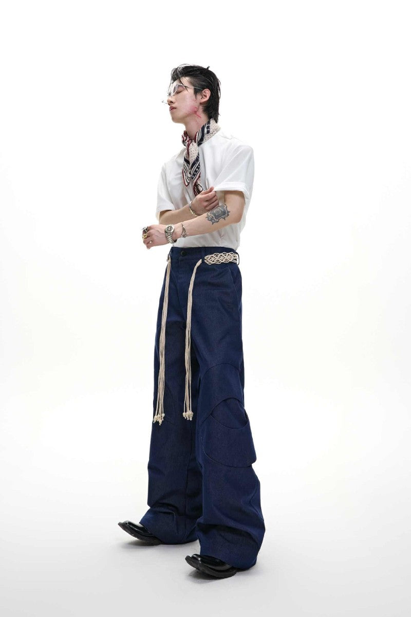 Belted Straight Cut Jeans