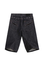 Studded Raw Denim Short Jeans