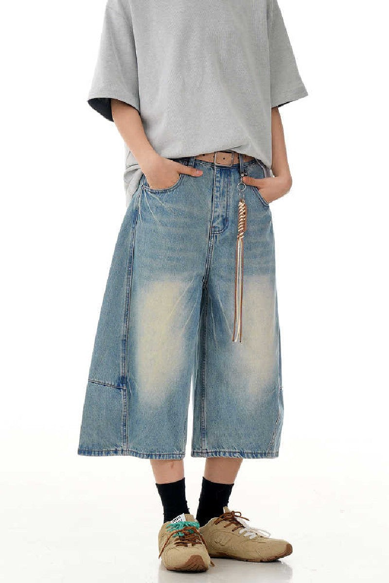 Ice Blue Distressed Blade Jorts