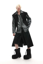 Double Layer Faux Leather Shorts