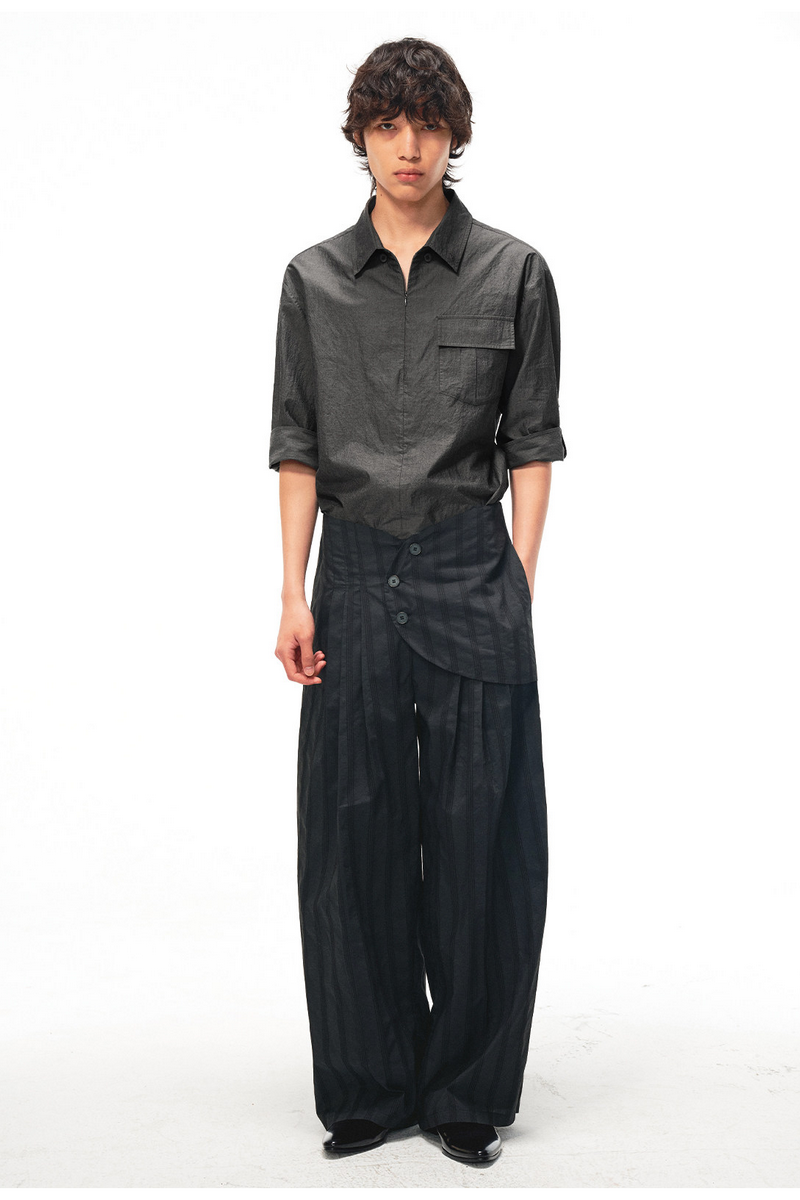 Curved Panel Striped Trousers