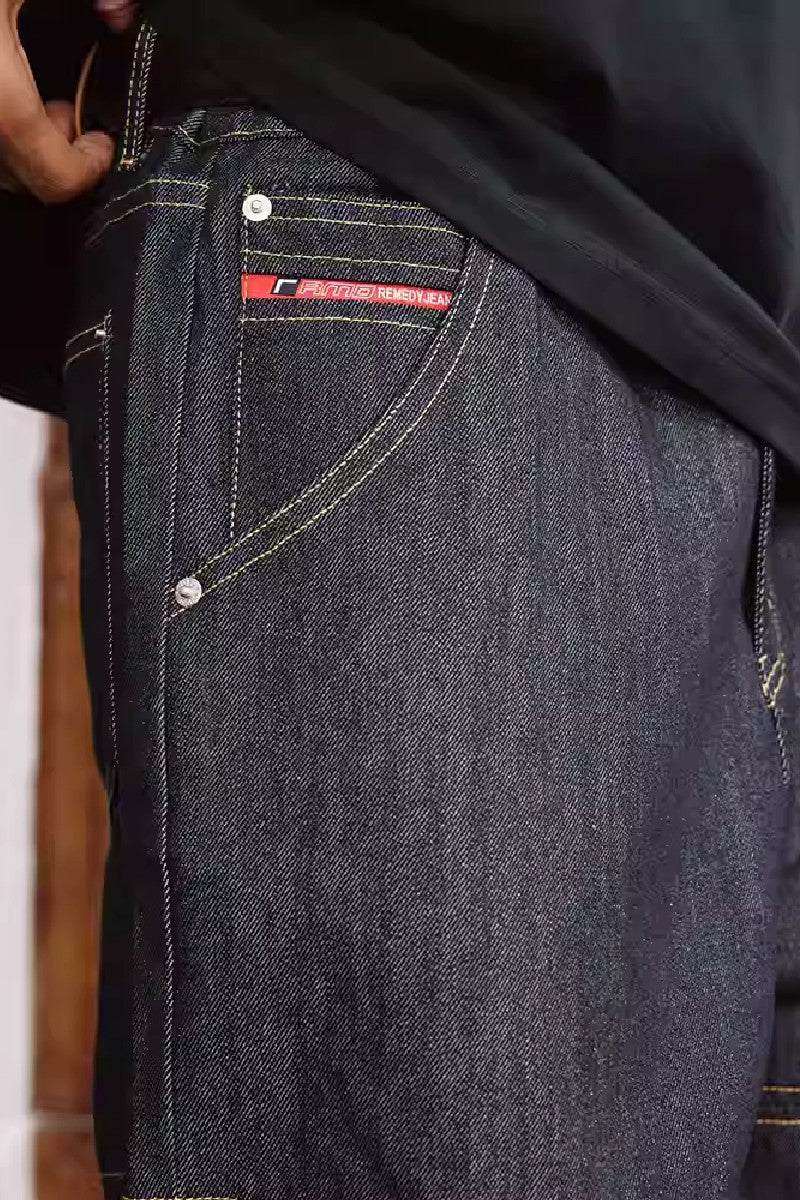 Wide-Leg Raw Jeans