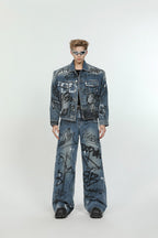 Graffiti Print Loose Jeans