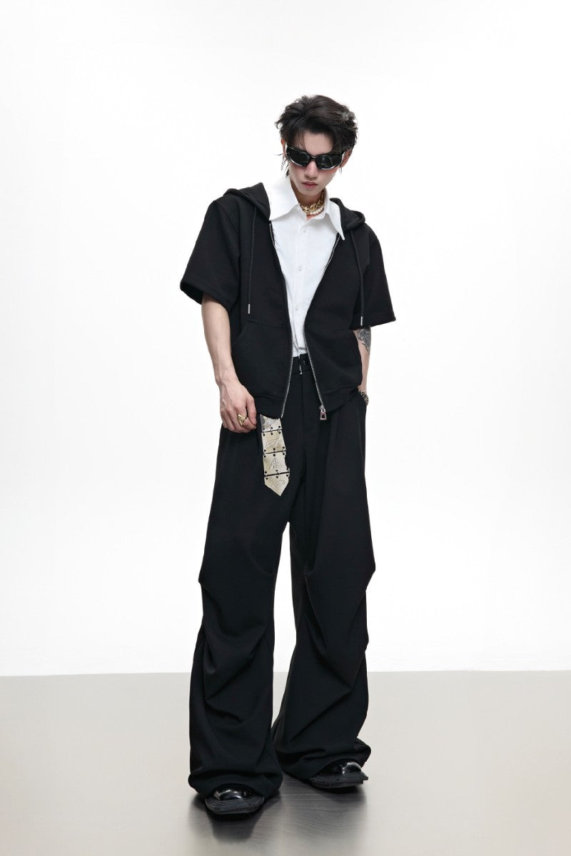 Wrinkled Patchwork Layered Trousers