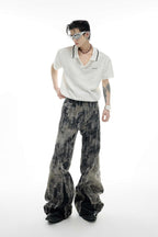 Painted Distressed Flare Denim