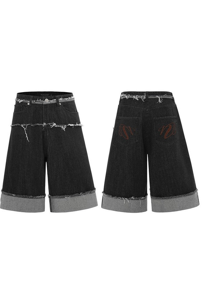 Cuffed Hem Denim Shorts - EU Only
