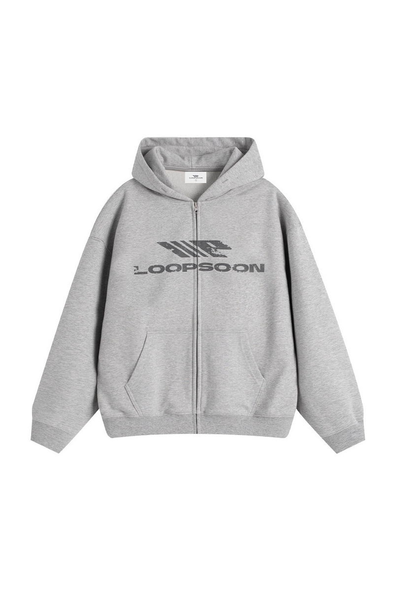Distressed Zip Hoodie