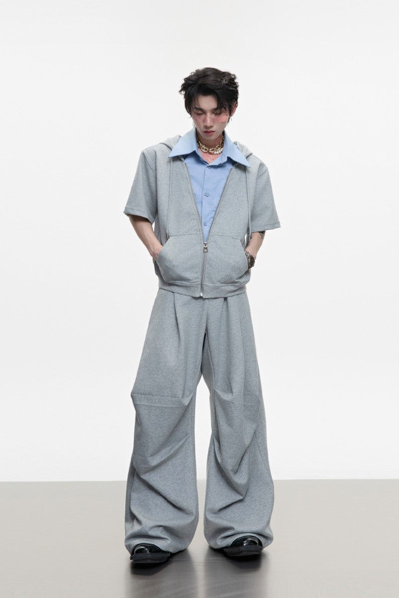 Wrinkled Patchwork Layered Trousers