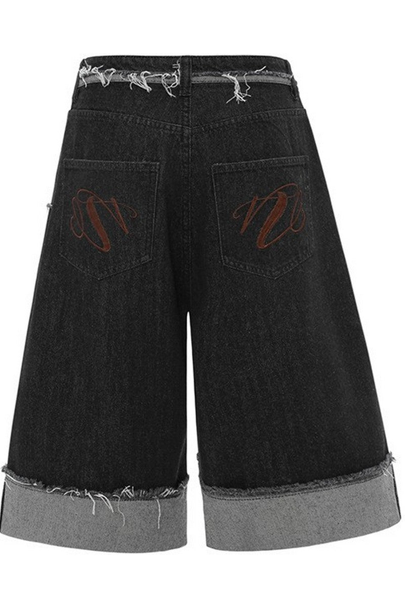Cuffed Hem Denim Shorts - EU Only