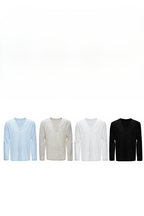 Deep V Neck Long Sleeve