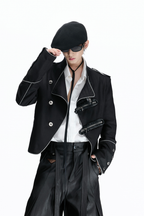 Asymmetric Button Cropped Jacket