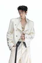 Asymmetric Button Cropped Jacket