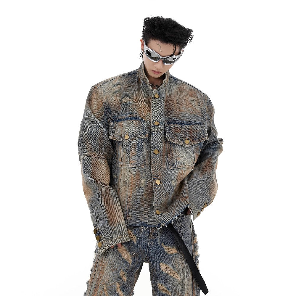 Destroyed Old Washed Denim Jacket