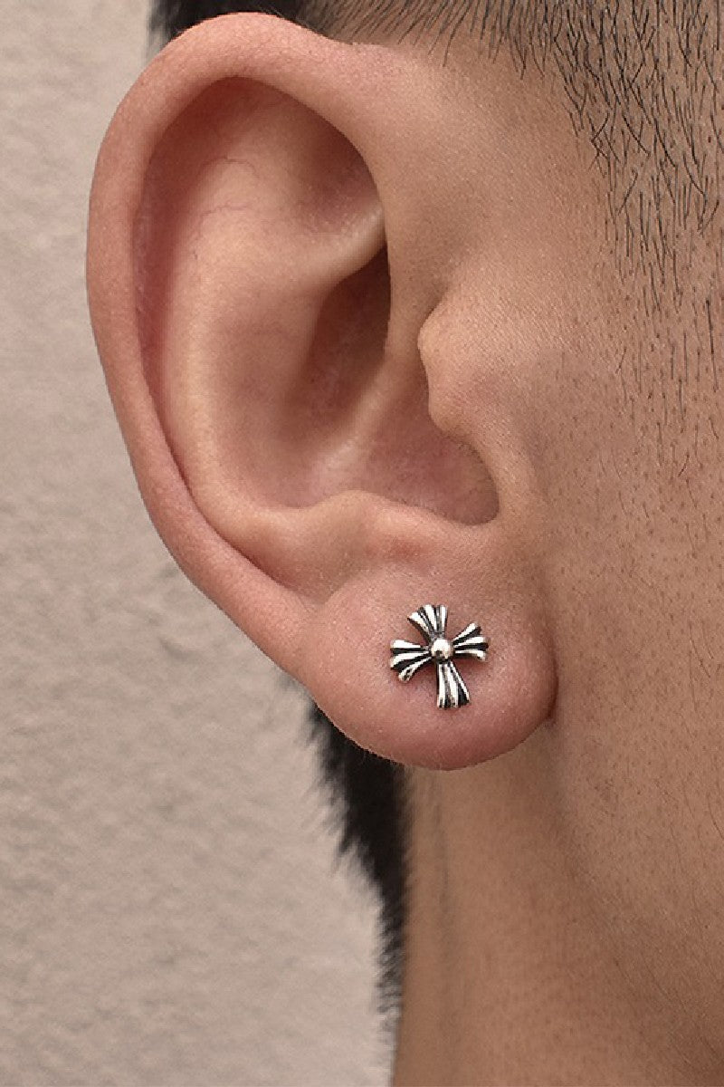 Oxidized Sterling Silver Cross Earrings