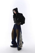 Washed Flared Distressed Jeans