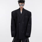 PU Leather Logo Suit Jacket