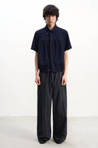Gathered Stand Collar Shirt