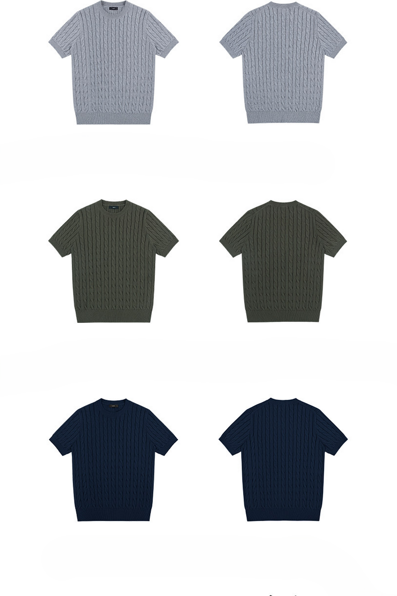 Cable Knit Crewneck T-Shirt
