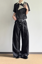 Embroidered Wide Leg Trousers