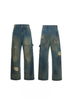 Distressed Patched Carpenter Jeans