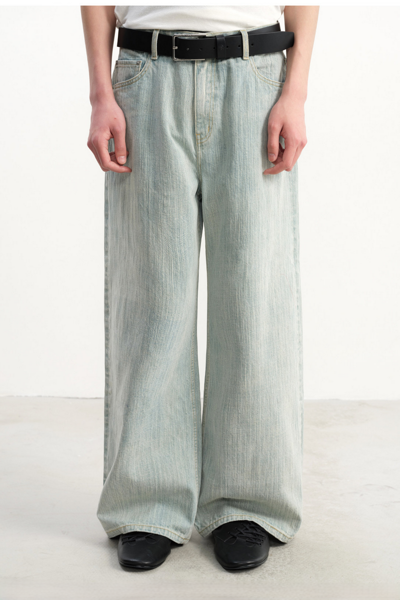 Slub Straight Leg Jeans
