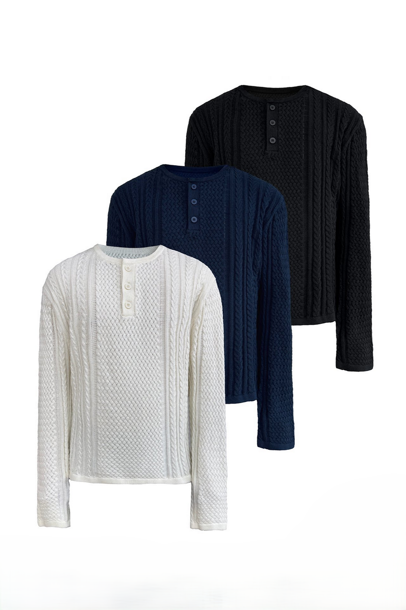 Cable Knit Henley Sweater