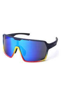 Matt Navy Blue On Top+ Fluorescent Yellow On Bottom+ Gradient Red With White Flash Points + Gray Plated With Dark Blue
