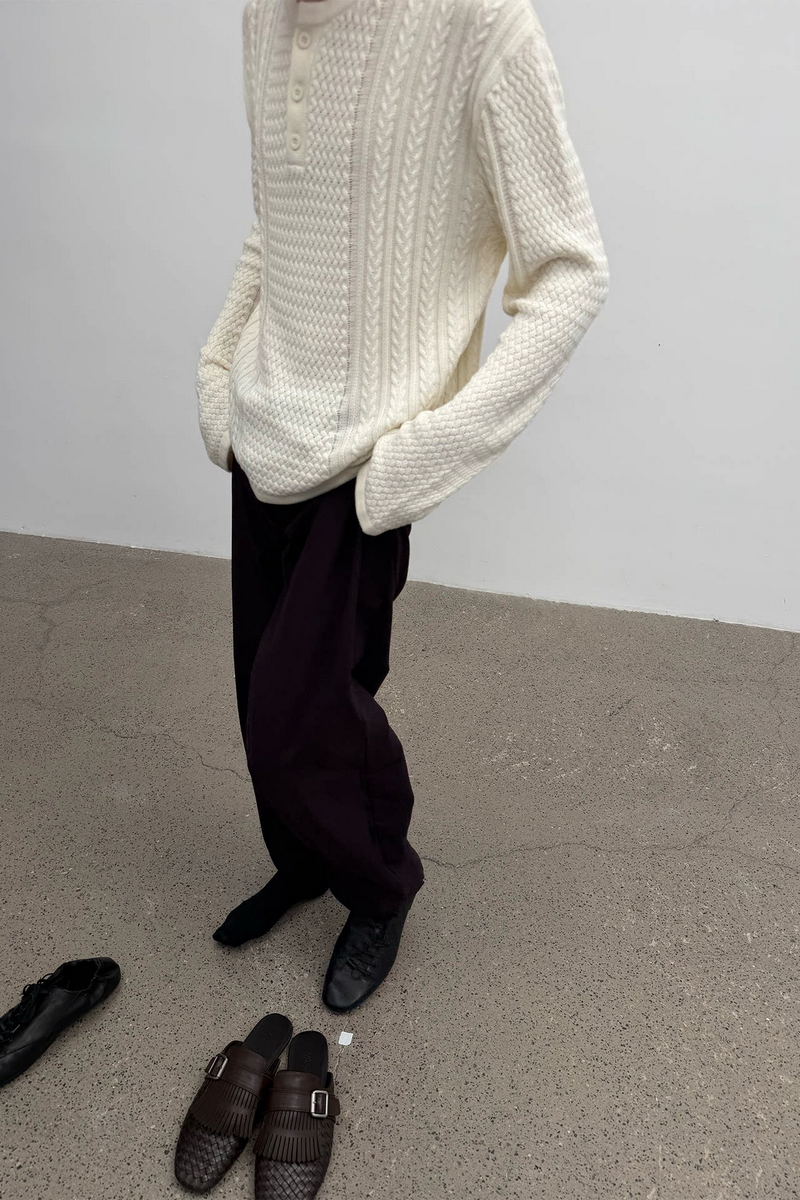 Cable Knit Henley Sweater