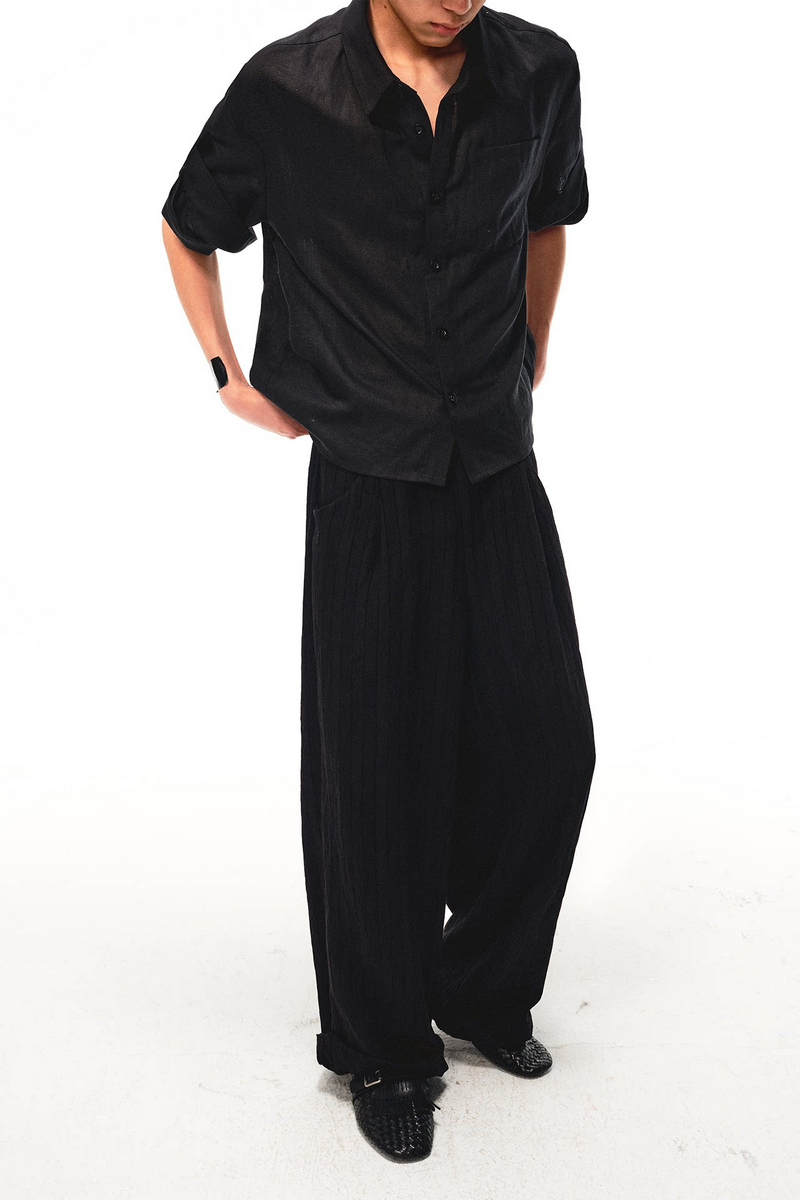 Pinstripe Drawstring Cuff Trousers