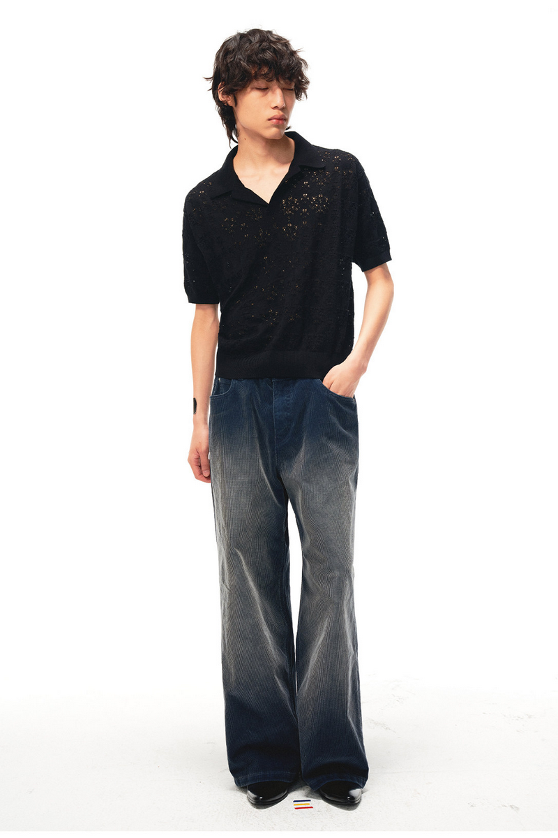Openwork Leaf Pattern Shirt
