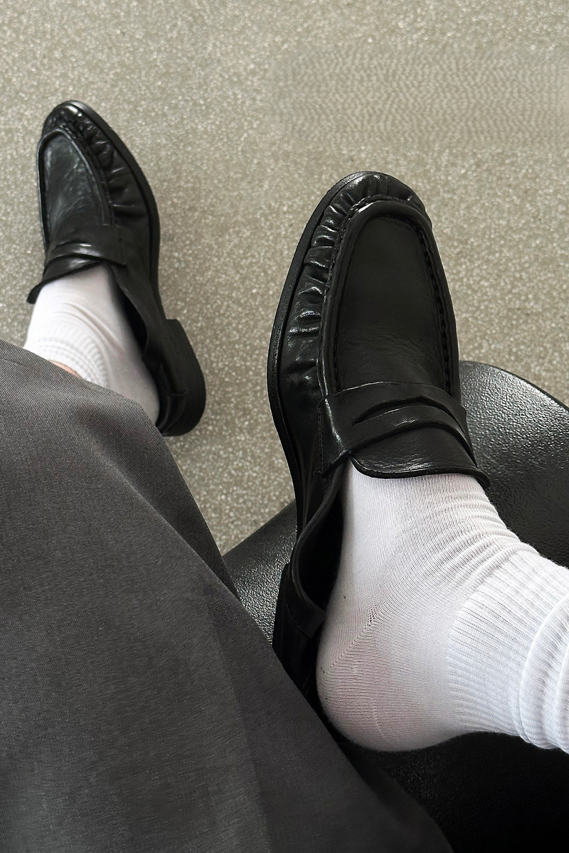 Washed Leather Loafer Shoes