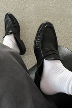 Washed Leather Loafer Shoes