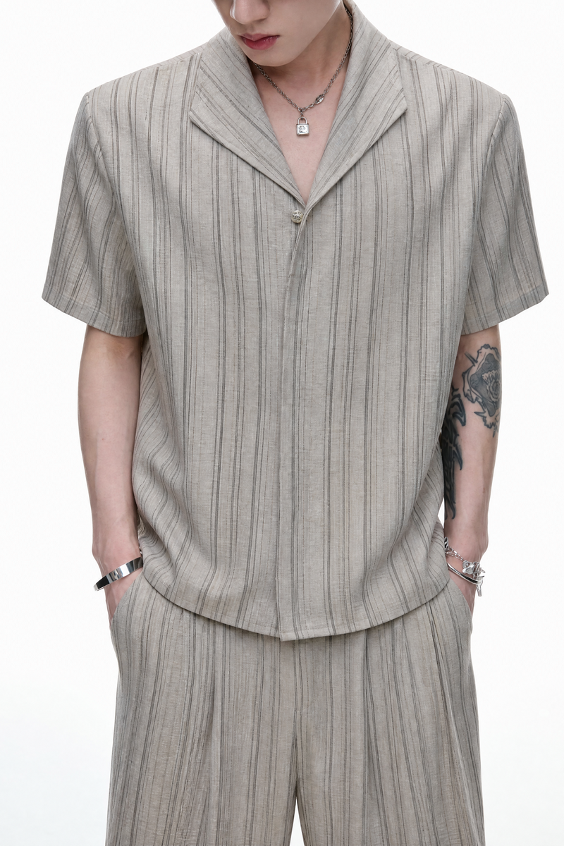 Striped Cuban Collar Shirt