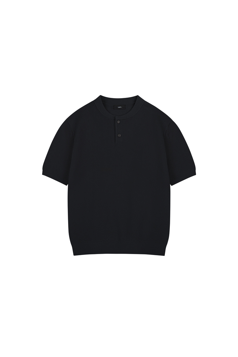 Waffle Knit Henley T-Shirt