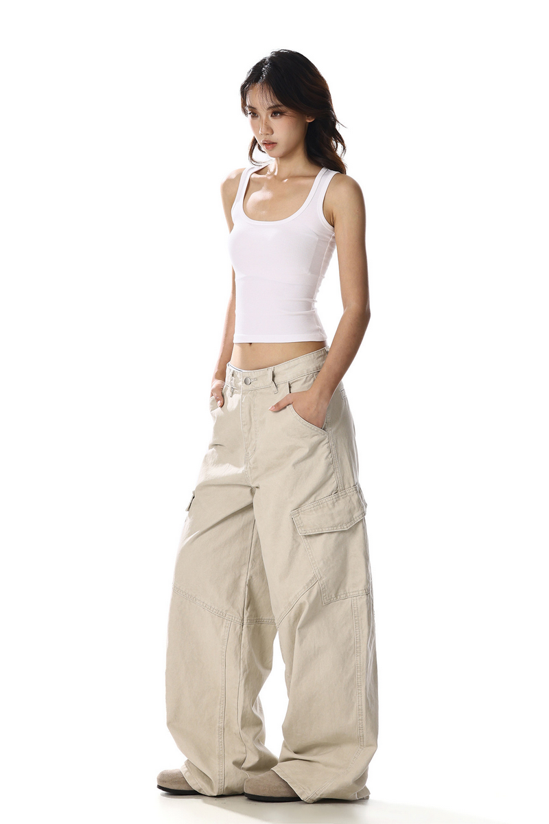 Distressed Washed Cargo Pants