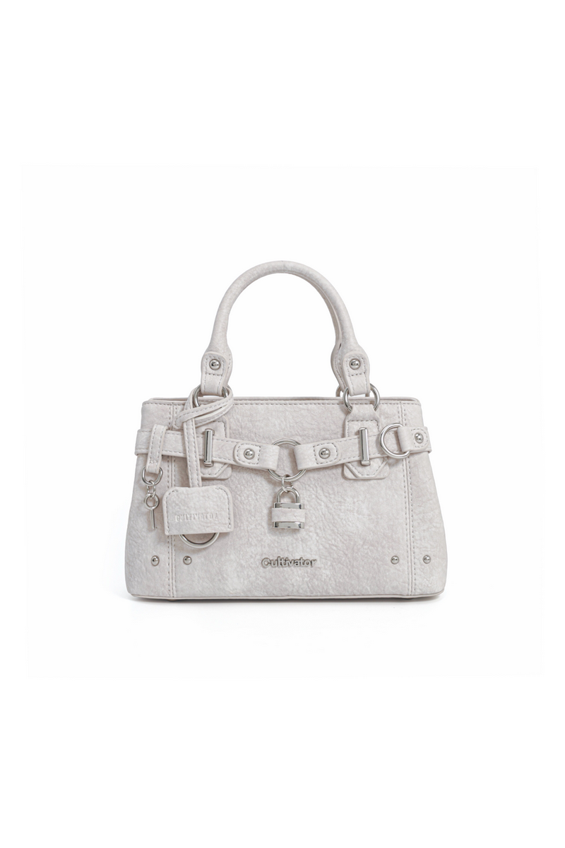 Distressed Lock Crossbody Bag