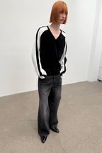 Striped Washed Straight Jeans