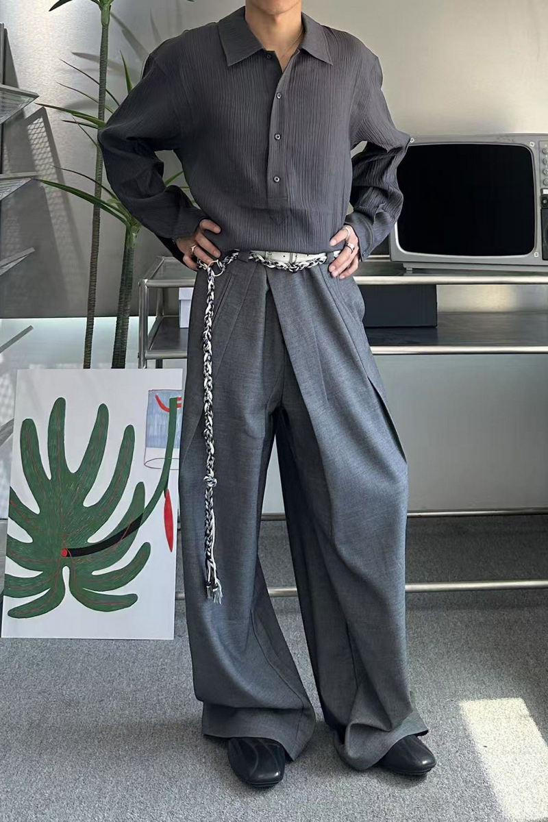 Layered Pleated Wide Pants