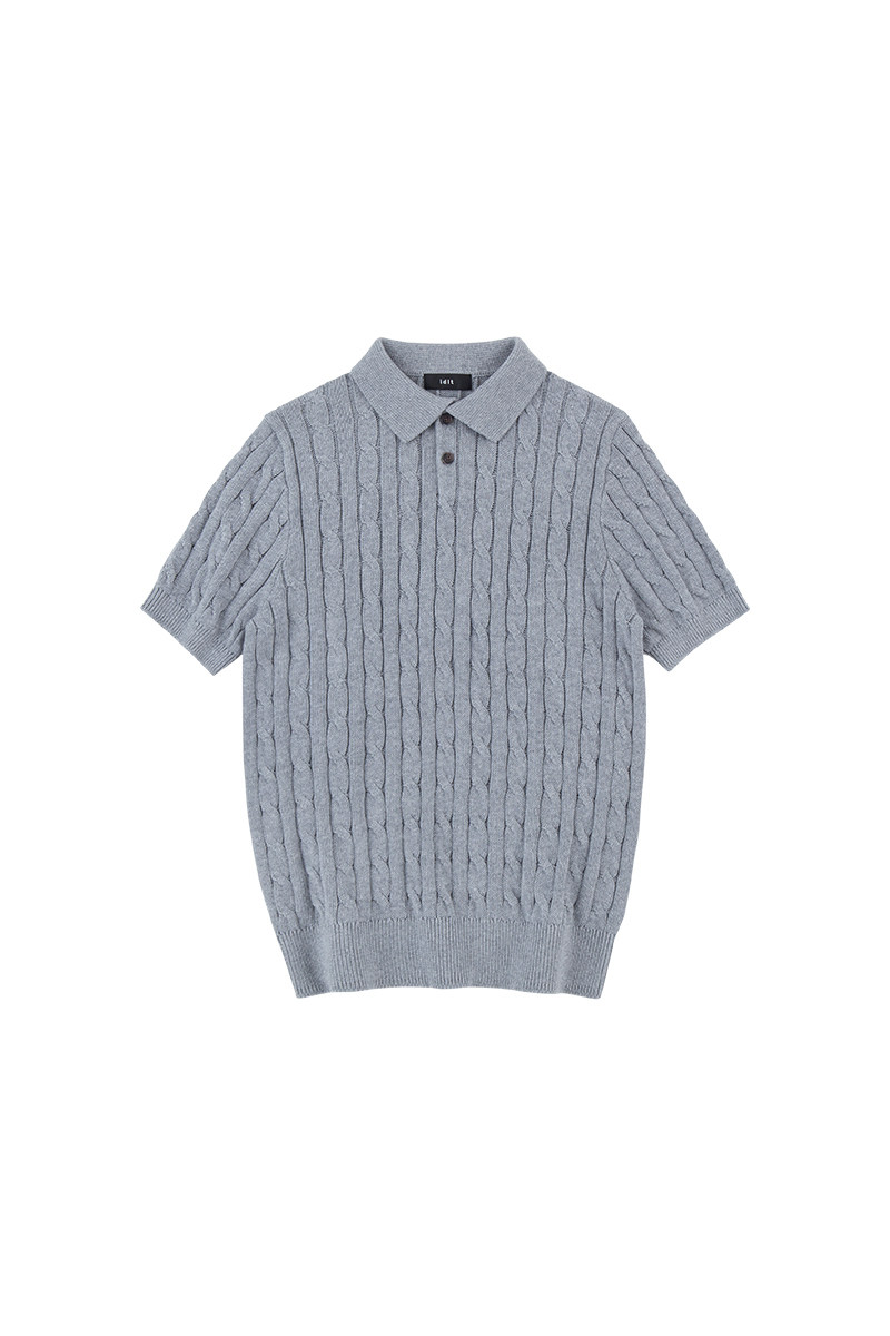 Cable Knit Polo Shirt