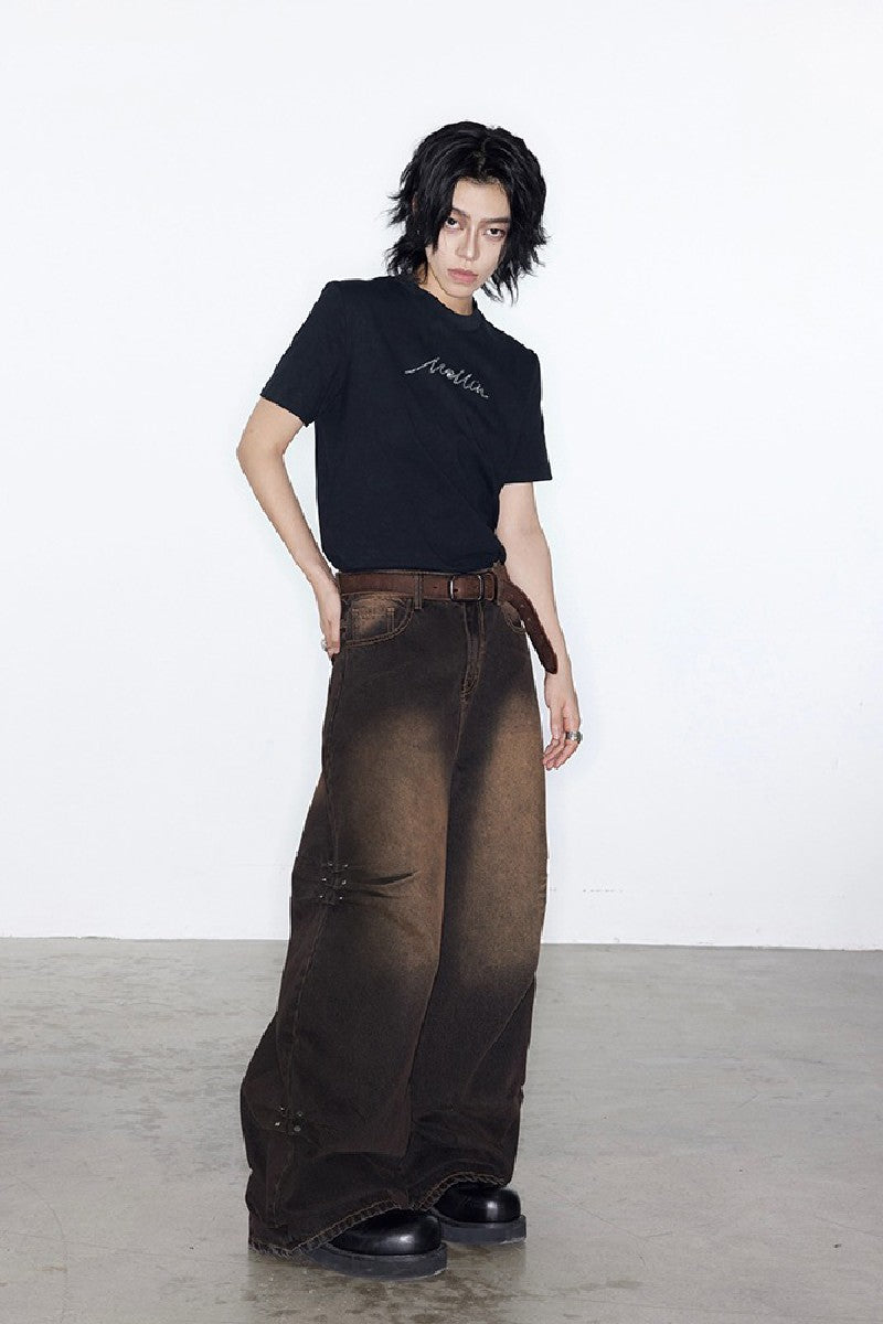 Pleated Washed Oversized Jeans - EU Only